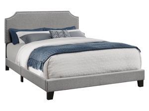 BED  QUEEN SIZE  GREY LINEN WITH CHROME TRIM