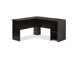 Furinno 16084EX Indo L-Shaped Desk with Bookshelves, Espresso Furinno 16084EX Indo L-Shaped Desk with Bookshelves, Espresso