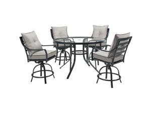 Lavallette5pc: 4 Swivel Bar Chairs and Bar Glass Table - Silver Lavallette5pc: 4 Swivel Bar Chairs and Bar Glass Table - Silver