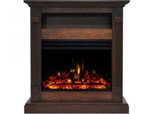 Sienna 34-In. Electric Fireplace Heater with Walnut Mantel, Enhanced Log Display, Multi-Color Flames, and Remote Control Sienna 34-In. Electric Fireplace Heater with Walnut Mantel, Enhanced Log Display, Multi-Color Flames, and Remote Control