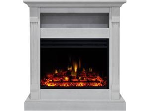 Sienna 34-In. Electric Fireplace Heater with White Mantel, Enhanced Log Display, Multi-Color Flames, and Remote Control Sienna 34-In. Electric Fireplace Heater with White Mantel, Enhanced Log Display, Multi-Color Flames, and Remote Control