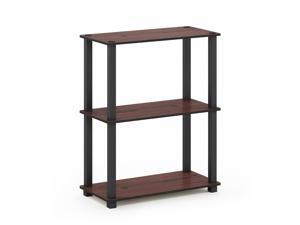Furinno Turn-S-Tube 3-Tier Compact Multipurpose Shelf Display Rack with Square Tube, Dark Cherry/Black Furinno Turn-S-Tube 3-Tier Compact Multipurpose Shelf Display Rack with Square Tube, Dark Cherry/Black