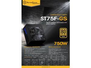 Silverstone 750W, ATX, single +12V rails with 62A output, Silent 120mmFan with 18dBA, efficiency 80Plus Gold certification, fully modular cable, 140mm depth, 4x8/6pin PCI-E.