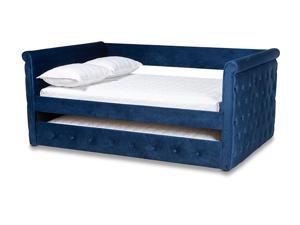 Baxton Studio Amaya Modern and Contemporary Navy Blue Velvet Fabric Upholstered Full Size Daybed with Trundle Baxton Studio Amaya Modern and Contemporary Navy Blue Velvet Fabric Upholstered Full Size Daybed with Trundle