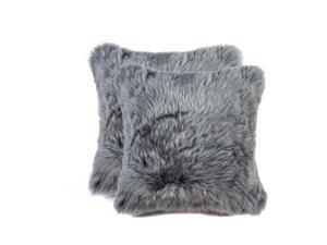 18" X 18" X 5" Gray 2 Pack Sheepskin Pillow 316950 By HomeRoots Decor 18" X 18" X 5" Gray 2 Pack Sheepskin Pillow 316950 By HomeRoots Decor