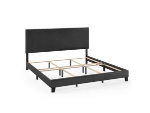 Furinno Pessac Upholstered Bed Frame, Black PU Leather, King Furinno Pessac Upholstered Bed Frame, Black PU Leather, King