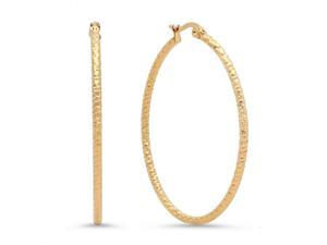 Ladies 18k gold plated stainless steel 45mm hammered hoop earrings Ladies 18k gold plated stainless steel 45mm hammered hoop earrings