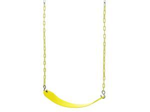 Swingan - Belt Swing For All Ages - Vinyl Coated Chain - Yellow Swingan - Belt Swing For All Ages - Vinyl Coated Chain - Yellow