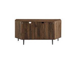 48" 2 Door Glass Shelf Corner TV Console - Dark Walnut 48" 2 Door Glass Shelf Corner TV Console - Dark Walnut
