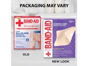 bandaid brand of first aid cushioncare adhesive gauze pad, large, 4.5in x 5.5in, 4 ct bandaid brand of first aid cushioncare adhesive gauze pad, large, 4.5in x 5.5in, 4 ct