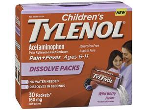 TYLENOL Children's Pain + Fever Dissolve Packs Wild Berry Flavor - 30 ct TYLENOL Children's Pain + Fever Dissolve Packs Wild Berry Flavor - 30 ct