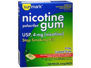 Sunmark Nicotine Polacrilex Coated Gum 4 mg Cool Mint - 100 ct