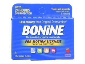 Bonine Motion Sickness Protection, Chewable Tablets, Raspberry - 8 ea