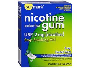 Sunmark Nicotine Polacrilex Coated Gum 2 mg Cool Mint - 100 ct