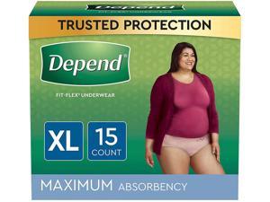 Depend Fit-Flex Underwear for Women Maximum Absorbency Size XL - 2 pks of 15