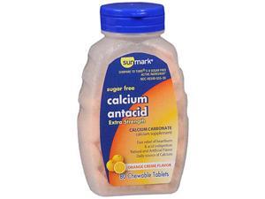 Sunmark Sugar Free Calcium Antacid, Extra Strength, Chewable Tablets, Orange Creme Flavor - 80 Tablets Sunmark Sugar Free Calcium Antacid, Extra Strength, Chewable Tablets, Orange Creme Flavor - 80 Tablets