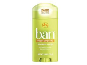 Ban Antiperspirant Deodorant Invisible Solid Sweet Simplicity - 2.6 oz