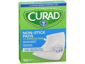Curad Non-Stick Pads With Adhesive Tabs 3" x 4" - 10 ct Curad Non-Stick Pads With Adhesive Tabs 3" x 4" - 10 ct