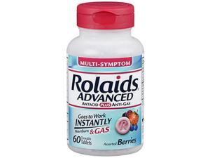 Rolaids Advanced Multi-Symptom Antacid Plus Anti-Gas Tablets Mixed Berries - 60 ct