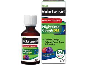 Robitussin Nighttime Cough DM Max, Berry Liquid, 4oz