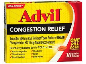 Advil Congestion Relief, Non Drowsy - 10 Coated Tablets