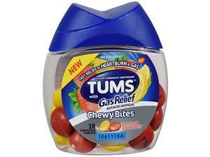 TUMS with Gas Relief Antacid/Antigas Chewy Bites Lemon & Strawberry - 28 ct