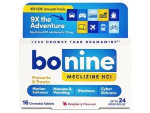 Bonine Motion Sickness Protection, Chewable Tablets, Raspberry - 16 ea. Bonine Motion Sickness Protection, Chewable Tablets, Raspberry - 16 ea.