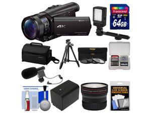 Sony Handycam FDR-AX100 Wi-Fi 4K HD Video Camera Camcorder with 64GB Card + Case + LED Light + Battery + Mic + Tripod + Fisheye Lens + Kit Sony Handycam FDR-AX100 Wi-Fi 4K HD Video Camera Camcorder with 64GB Card + Case + LED Light + Battery + Mic + Tripod + Fisheye Lens + Kit
