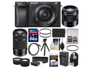 Sony Alpha A6300 4K Wi-Fi Digital Camera & 16-50mm, 55-210mm, & 50mm Lenses (Black) with 64GB Card + Case + Battery & Charger + Flex Tripod + Kit Sony Alpha A6300 4K Wi-Fi Digital Camera & 16-50mm, 55-210mm, & 50mm Lenses (Black) with 64GB Card + Case + Battery & Charger + Flex Tripod + Kit
