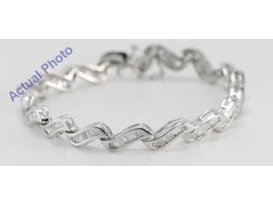 14k White Gold Baguette Cut Modern Style Diamond Fashion Bracelet (2.75 Ct, G-H Color, SI2 Clarity)