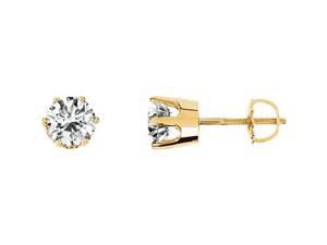 Round Diamond Stud Earrings 14k Yellow Gold (0.46 Ct, F Color, VS2 Clarity)