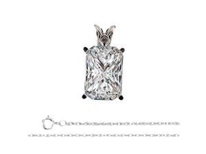 Radiant Diamond Solitaire Pendant Necklace 14K White Gold (0.63 Ct, K Color, VS1 Clarity) GIA Certified