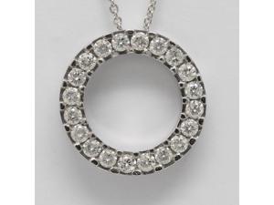 14k White Gold Round Cut diamond set circle necklace (1 Ct, H Color, I1 Clarity)