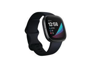 Fitbit FB512BKBK Sense Advanced Health Smartwatch with Silicone Band - Heart Rate - Activity Tracker - Microphone - Bluetooth - Wi-Fi - Water-Resistant - Carbon - Graphite Stainless Steel
