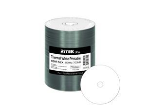 100 Pack Ritek Pro (Professional Grade) CD-R 52X 700MB White Thermal Hub Printable Blank Media Recordable Disc