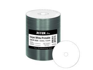 100 Pack Ritek Pro (Professional Grade) CD-R 52X 700MB White Inkjet Hub Printable Blank Media Recordable Disc 100 Pack Ritek Pro (Professional Grade) CD-R 52X 700MB White Inkjet Hub Printable Blank Media Recordable Disc