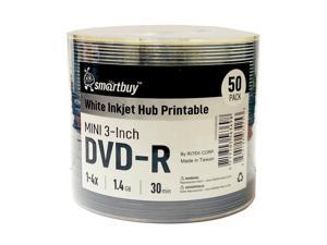 50 Pack Smartbuy Mini DVD-R 3 inch 8cm 4X 1.4 GB 30 Min Blank Recordable Disc For Camcorders Handycam