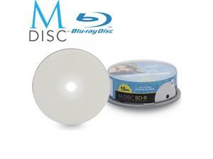 15 Pack Millenniata M-Disc BD-R 25GB 4X HD White Inkjet Printable 1000 Year Permanent Data Archival / Backup Blank Media Recordable Disc
