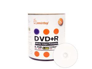 Smartbuy DVD+R 16X 4.7GB 120Min White Inkjet Hub Printable Music Video Data Recordable Disc (100 Packs)