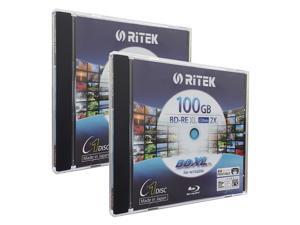 Ritek BD-RE XL Rewritable BDXL 100GB Triple Layers 2X White Inkjet Hub Printable Blank Disc (2 Packs) Ritek BD-RE XL Rewritable BDXL 100GB Triple Layers 2X White Inkjet Hub Printable Blank Disc (2 Packs)