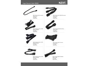 NZXT CB-43SATA 200mm Individually Sleeved 4-Pin Molex to 3 SATA Connector Premium Cable (Black)
