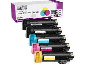 Limeink 5 Pack Compatible Replacement Cartridges for Dell H625cdw H825cdw S2825cdn High Yield Laser Toner Cartridges For Smart Color Printers H625 H825 s2825 Ink (2 Black, 1 Cyan, 1 Magenta, 1 Yellow)