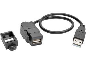 Tripp Lite USB 2.0 Keystone/Panel Mount Extension Cable (M/F), Angled Connector, All-in-One, 1 ft. (U024-001-KPA-BK) Tripp Lite USB 2.0 Keystone/Panel Mount Extension Cable (M/F), Angled Connector, All-in-One, 1 ft. (U024-001-KPA-BK)