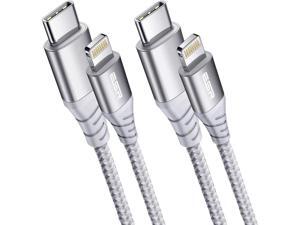 ESR 2 Pack USB-C to Lightning Cable, 6.6ft MFi Certified, Braided Nylon Power Delivery Fast Charging for iPhone SE/11/11 Pro/11 Pro Max/XR/XS Max/XS/X/8, AirPods Pro,Use with Type-C Chargers, Silver ESR 2 Pack USB-C to Lightning Cable, 6.6ft MFi Certified, Braided Nylon Power Delivery Fast Charging for iPhone SE/11/11 Pro/11 Pro Max/XR/XS Max/XS/X/8, AirPods Pro,Use with Type-C Chargers, Silver