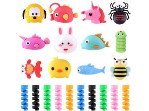 Plastic Cute Fruit Drink Bottle Animal Unicorn Charging Cable Saver TUPARKA 18 Pcs Cable Protector for iPhone Charging Cable USB Cable Saver Phone Accessory Protect Charger Cable 
