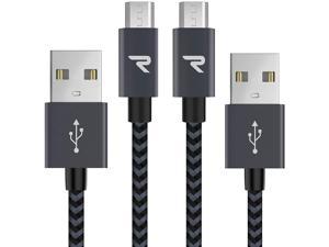Micro USB Cable [2 Pack/3.3ft] RAMPOW Braided Nylon Cell Phone Charger - QC 3.0 Fast Charging & Sync - Micro USB Charger 2.4A for Samsung Galaxy S5/S6/S7 HTC LG Sony PS4 and More - Space Gray