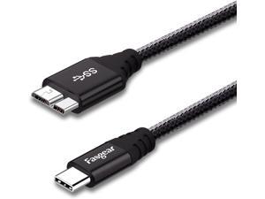 USB C to Micro 3.0 Cord 1ft, Fasgear Short Nylon Braided Metal Connector Type C 3.0 to Micro B Cable, Fast Charging Syncing Compatible for Toshiba Canvio,Westgate,Seagate,Galaxy S5 Note 3,etc (Black)