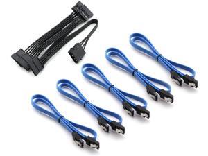 1pcs IDE to SATA Power Cable IDE Large 4 Pin to PC Server Hard Drive 15 Pin SATA Extension Cable 1 to 5 Splitter (1xBlack) + 5pcs SATA 3.0 Cable (5xBlue) 1pcs IDE to SATA Power Cable IDE Large 4 Pin to PC Server Hard Drive 15 Pin SATA Extension Cable 1 to 5 Splitter (1xBlack) + 5pcs SATA 3.0 Cable (5xBlue)