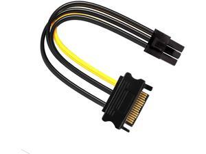 PCI Express Card Power Cable, 15-Pin SATA Male to 6-Pin PCI-Express Female Video Card Power Adapter Cable PCI Express Card Power Cable, 15-Pin SATA Male to 6-Pin PCI-Express Female Video Card Power Adapter Cable