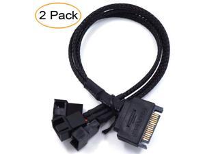 SATA to 3 x 3 Pin / 4 Pin PMW 12V PC Case Fan Power Adapter Cable, 3-Pin or 4-Pin (PWM Connector) to 15 Pin SATA Computer Cooler Cooling Fan Splitter Y Power Cable 2-Pack SATA to 3 x 3 Pin / 4 Pin PMW 12V PC Case Fan Power Adapter Cable, 3-Pin or 4-Pin (PWM Connector) to 15 Pin SATA Computer Cooler Cooling Fan Splitter Y Power Cable 2-Pack